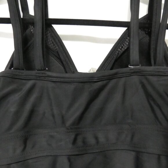 CACTUS | 1X | Elegant Black Tankini | Mesh Side and Upper Panels - Picture 9 of 13